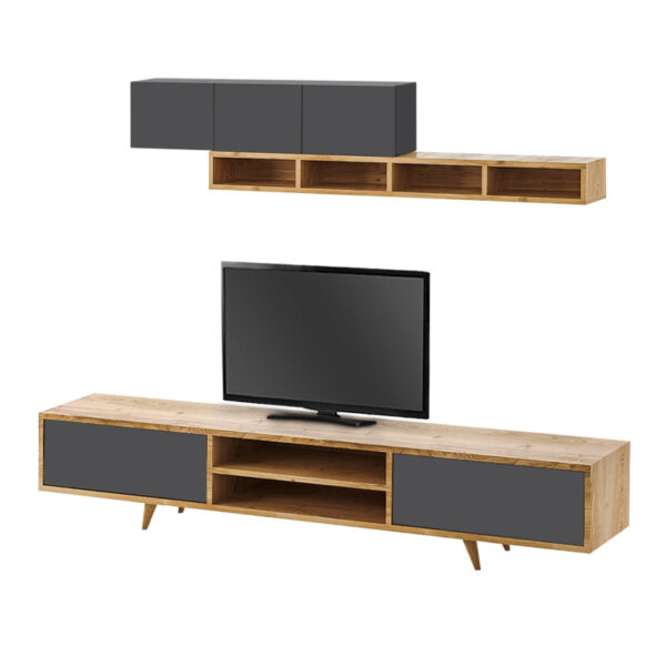 Σύνθεση τηλεόρασης Serine Megapap χρώμα sapphire oak - ανθρακί 170x37x45εκ. - Image 2
