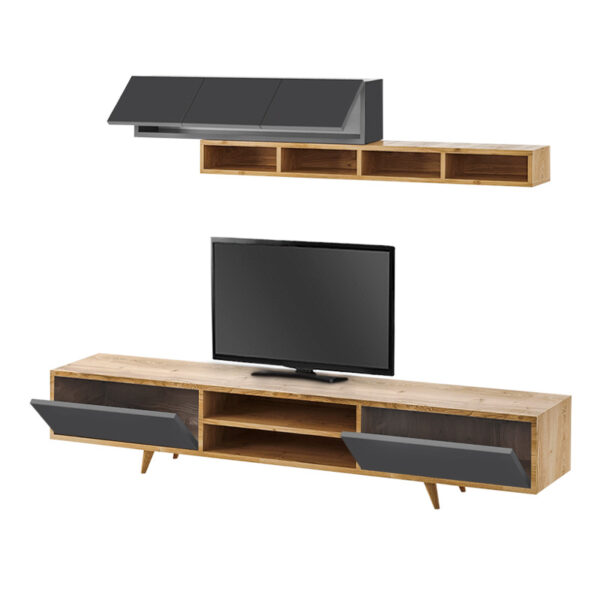 Σύνθεση τηλεόρασης Serine Megapap χρώμα sapphire oak - ανθρακί 170x37x45εκ. - Image 3