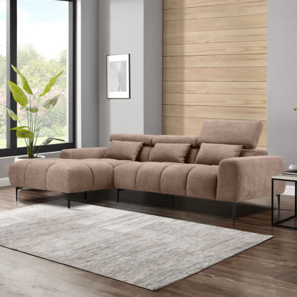 ΚΑΝΑΠΕΣ ΑΡΙΣΤΕΡΗ ΓΩΝΙΑ DIVYA HM3267.01L ΣΥΝΘ.SUEDE ΑΝΟΙΧΤΟ ΚΑΦΕ 264x175x99Υεκ. - Image 3