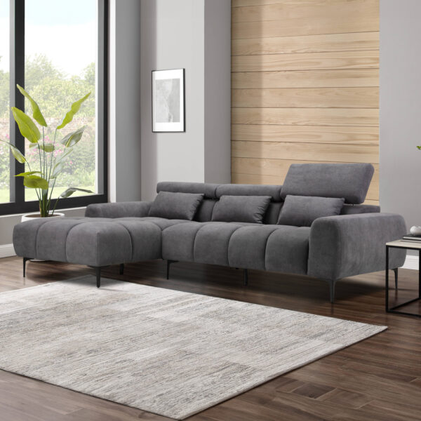 ΚΑΝΑΠΕΣ ΑΡΙΣΤΕΡΗ ΓΩΝΙΑ DIVYA HM3267.02L ΣΥΝΘ.SUEDE ΓΚΡΙ 264x175x99Υεκ. - Image 3