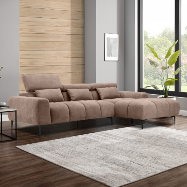ΚΑΝΑΠΕΣ ΔΕΞΙΑ ΓΩΝΙΑ DIVYA HM3267.01R ΣΥΝΘ.SUEDE ΑΝΟΙΧΤΟ ΚΑΦΕ 264x175x99Υεκ. - Image 3