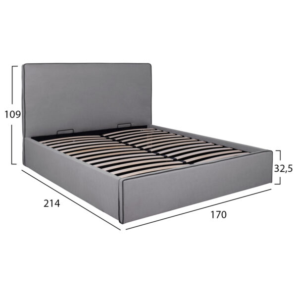ΚΡΕΒΑΤΙ ALLIE HM584.01 160x200 εκ. ΜΕ ΑΠΟΘΗΚΕΥΤΙΚΟ ΧΩΡΟ ΓΚΡΙ ΥΦΑΣΜΑ - Image 3