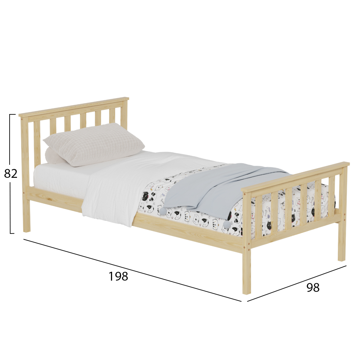 ΚΡΕΒΑΤΙ GIMLY HM675.01 ΜΑΣΙΦ ΞΥΛΟ ΠΕΥΚΟΥ ΣΕ ΦΥΣΙΚΟ ΓΙΑ ΣΤΡΩΜΑ 190x90εκ. - Image 3