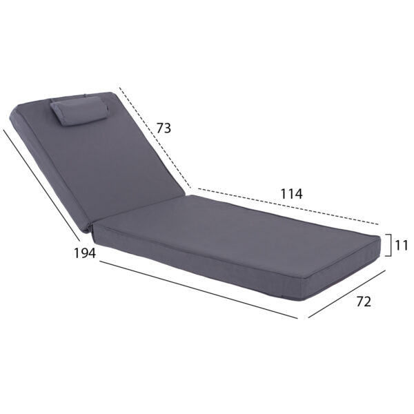ΜΑΞΙΛΑΡΙ ΞΑΠΛΩΣΤΡΑΣ TEXTILENE 600gr/m2 SIFNOS ΓΚΡΙ HM11237.30T 194x70x11Yεκ. - Image 2