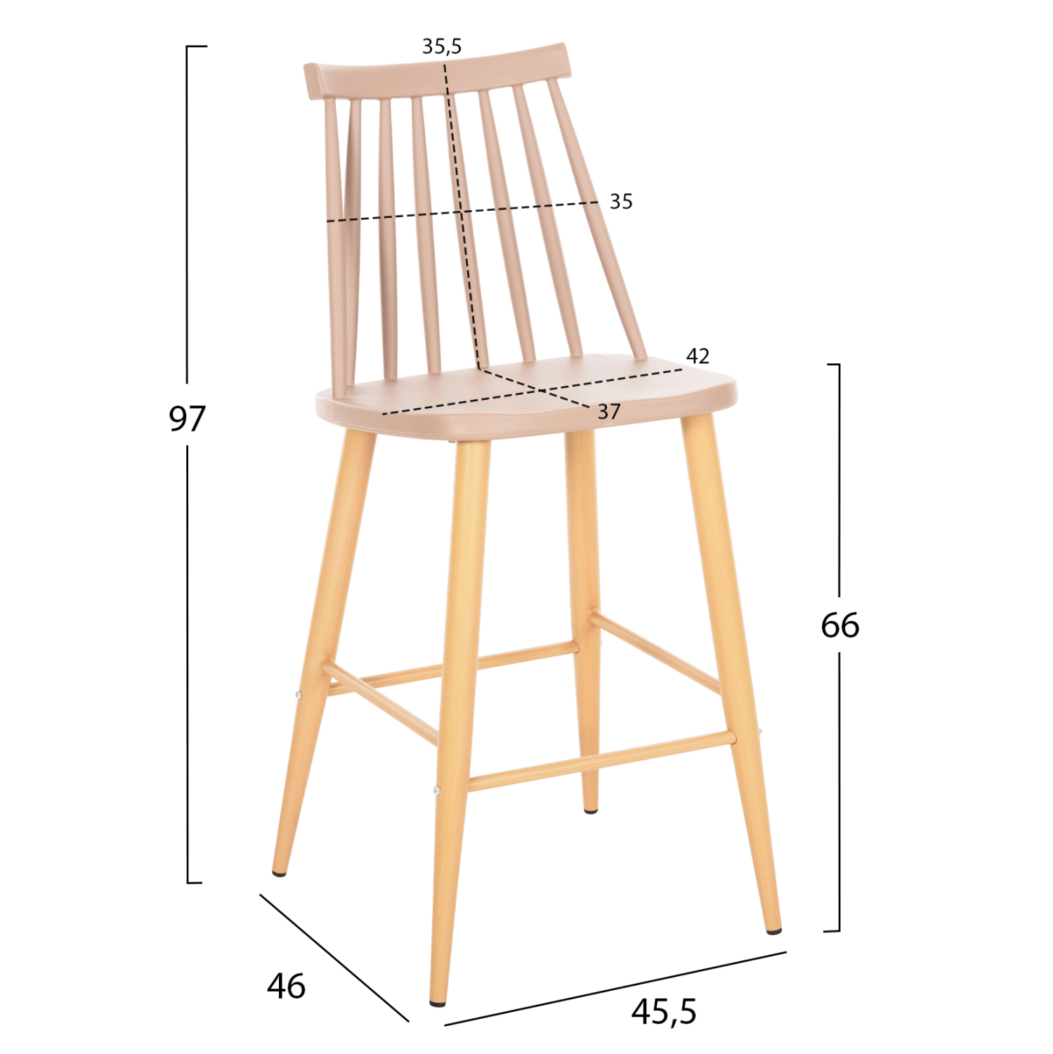 ΣΚΑΜΠΟ ΜΠΑΡ ΜΕΣ.ΥΨΟΥΣ VANESSA HM9300.25 ΚΑΠΟΥΤΣΙΝΟ PP & ΠΟΔΙΑ ΟΨΗ ΞΥΛΟΥ 45,5x46x97Υεκ 2τμχ - Image 2