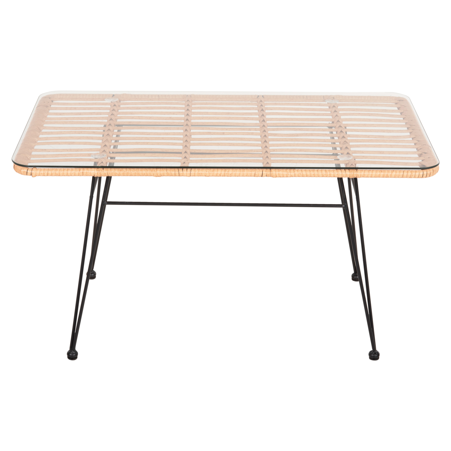 ΤΡΑΠΕΖΙ ΕΞ.ΧΩΡΟΥ ΧΑΜΗΛΟ ALLEGRA HM6076 ΜΑΥΡΟ ΜΕΤΑΛΛΟ-ΜΠΕΖ WICKER 95X55X51.5Yεκ. - Image 3