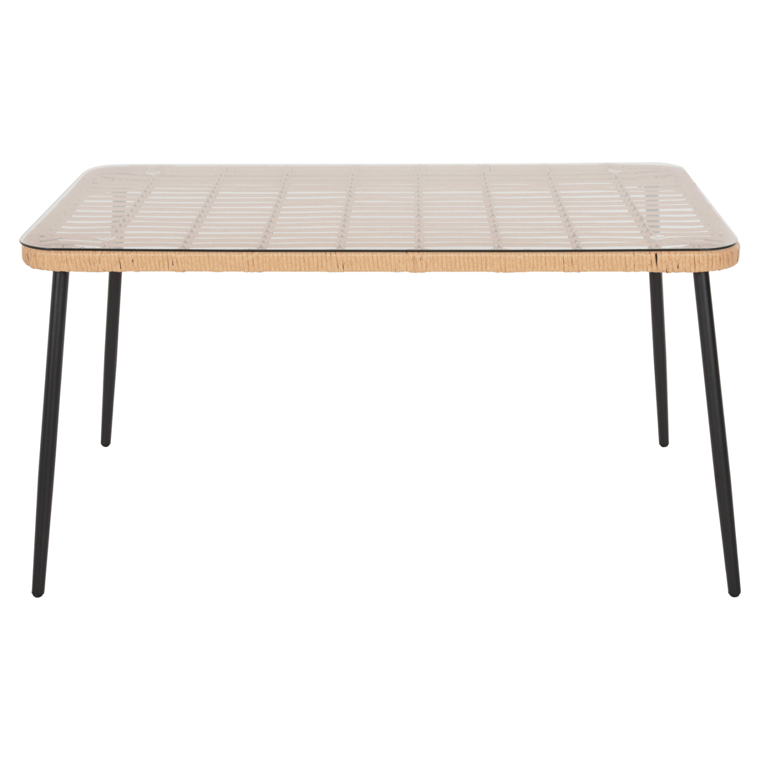 ΤΡΑΠΕΖΙ ΟΡΘΟΓΩΝΙΟ ALLEGRA HM5537.11 ΜΕΤΑΛ.ΜΑΥΡΟ-P.E. RATTAN ΦΥΣΙΚΟ 139,5x79,5x73Υεκ. - Image 3