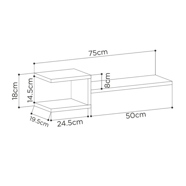 Ραφιέρα τοίχου Fork Megapap 2 τεμαχίων χρώμα sapphire oak 75x19,5x18εκ. - Image 4