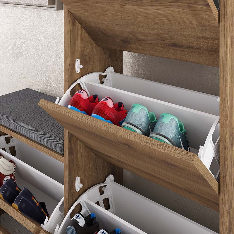 Παπουτσοθήκη Dude Megapap χρώμα ανοιχτό καρυδί 104,8x26x118,5εκ. - Image 3