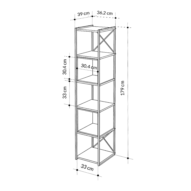 Βιβλιοθήκη Vale Mini Megapap χρώμα silky black - sapphire oak 36,2x39x179εκ. - Image 4