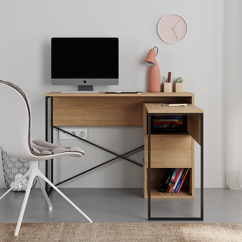 Γραφείο εργασίας πολυμορφικό Badau Megapap χρώμα φυσικό οξιάς 110x37,2x77εκ. - Image 3