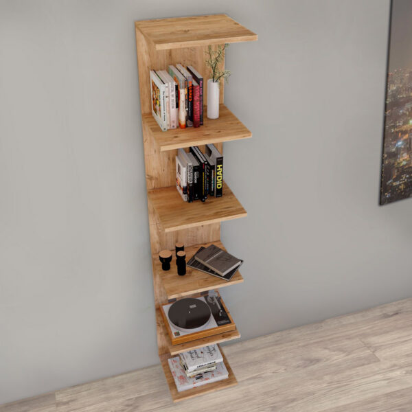 Βιβλιοθήκη - Ραφιέρα τοίχου Ogden Megapap χρώμα pine oak 34,5x30x180εκ. - Image 3