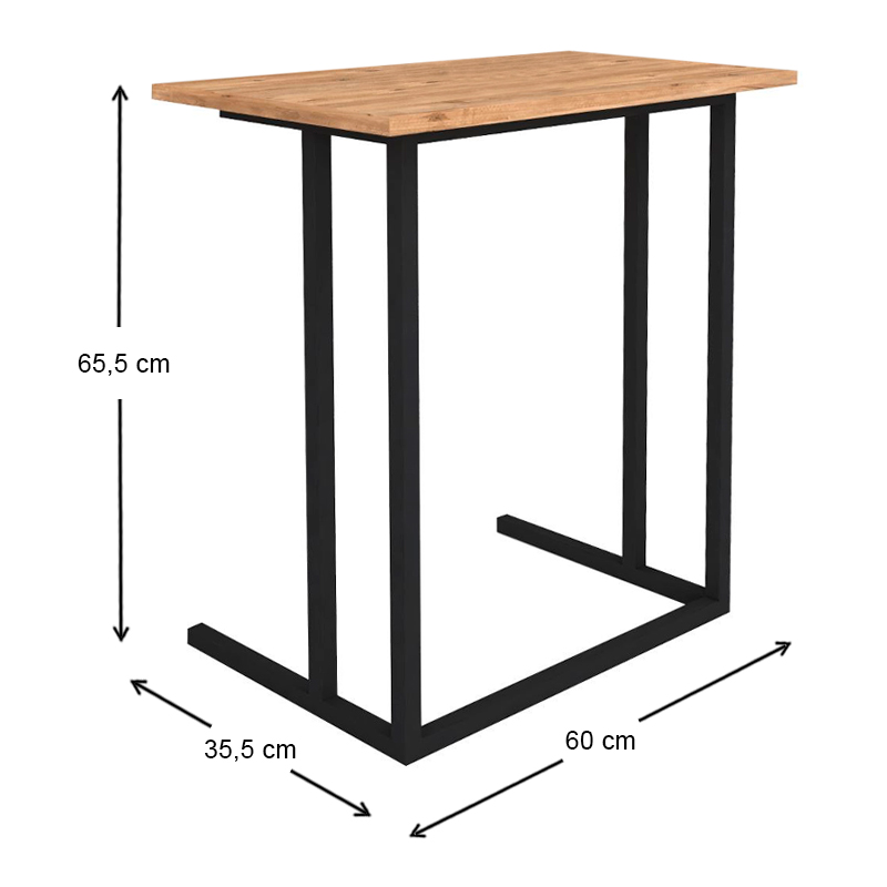 Βοηθητικό τραπεζάκι Jango Megapap μεταλλικό - μελαμίνης χρώμα μαύρο - pine oak 60x35,5x65,5εκ. - Image 3