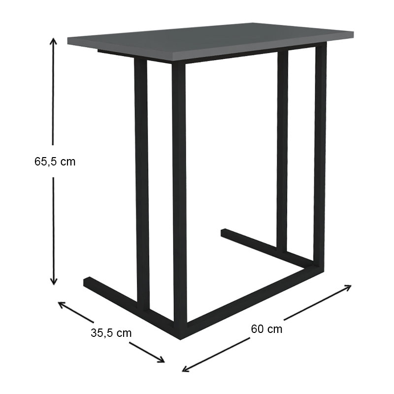 Βοηθητικό τραπεζάκι Jango Megapap μεταλλικό - μελαμίνης χρώμα μαύρο - ανθρακί 60x35,5x65,5εκ. - Image 3