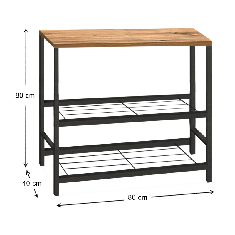 Βοηθητικό τραπεζάκι για φουρνάκι Mulligan Megapap μεταλλικό - μελαμίνης χρώμα μαύρο - pine oak 80x40x80εκ. - Image 2