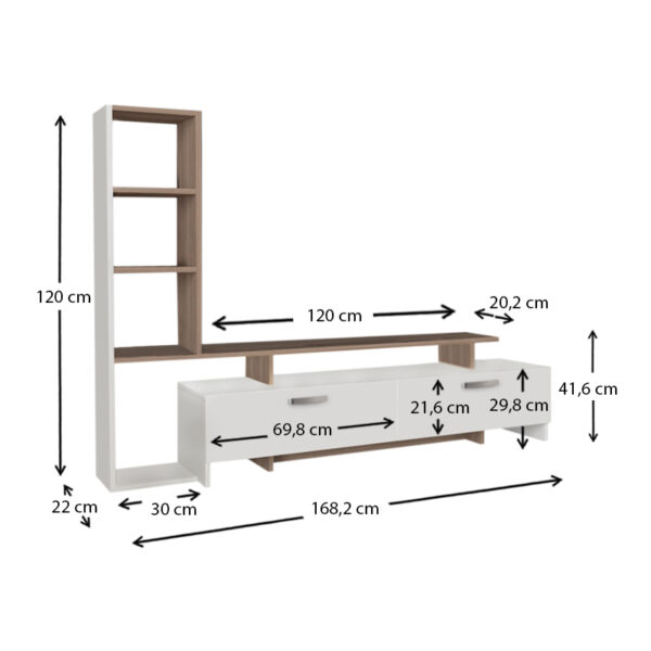 Σύνθεση τηλεόρασης Simal Megapap με LED χρώμα λευκό - cordoba 168,2x31,3x120εκ. - Image 4