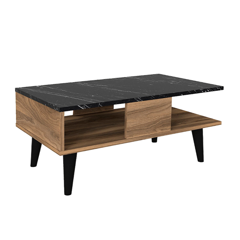 Τραπεζάκι σαλονιού Andros Megapap χρώμα καρυδί - μαύρο εφέ μαρμάρου 90x54x39,6εκ. - Image 3