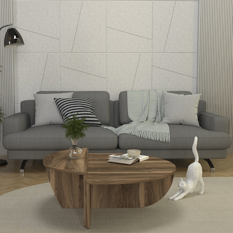 Τραπεζάκι σαλονιού Nilvia Megapap χρώμα καρυδί Ø85x35εκ. - Image 2