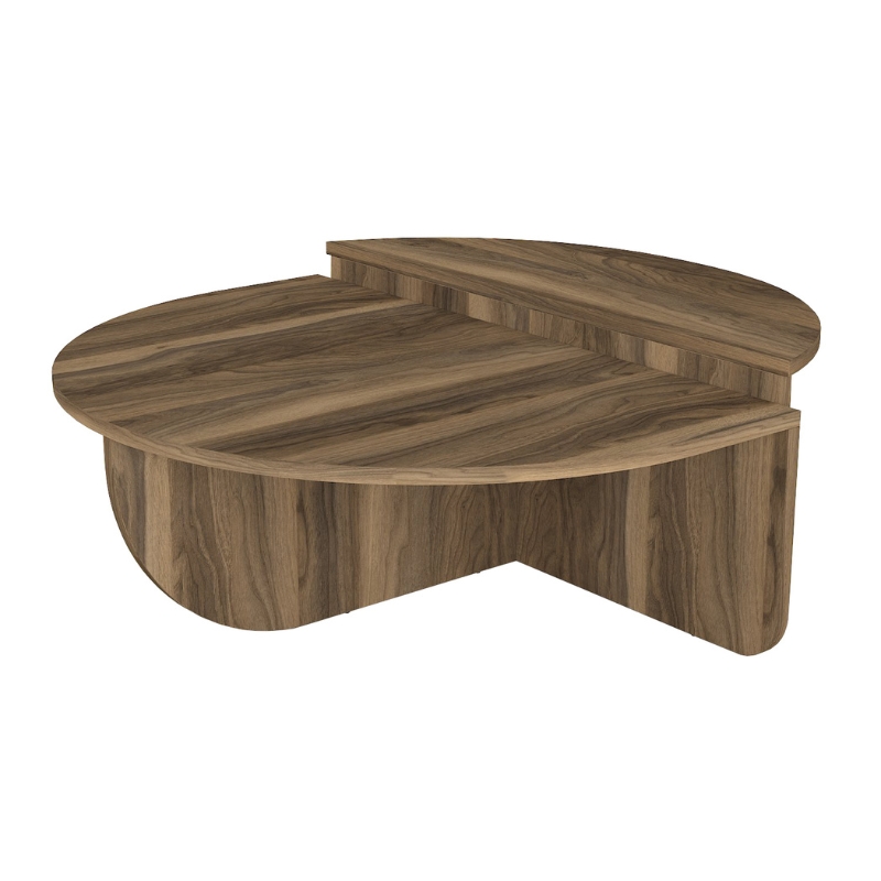 Τραπεζάκι σαλονιού Nilvia Megapap χρώμα καρυδί Ø85x35εκ. - Image 3