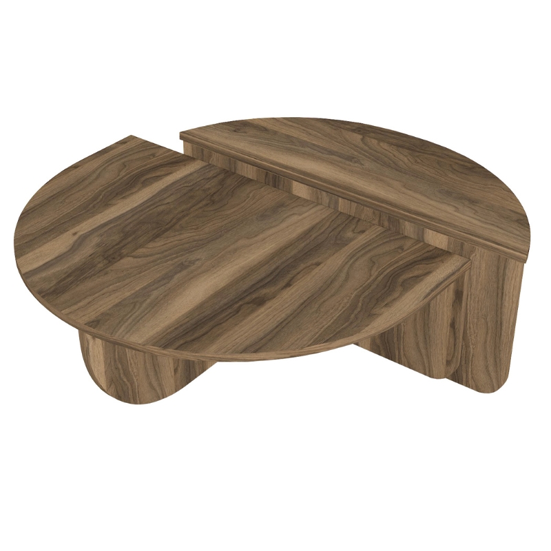 Τραπεζάκι σαλονιού Nilvia Megapap χρώμα καρυδί Ø85x35εκ. - Image 4