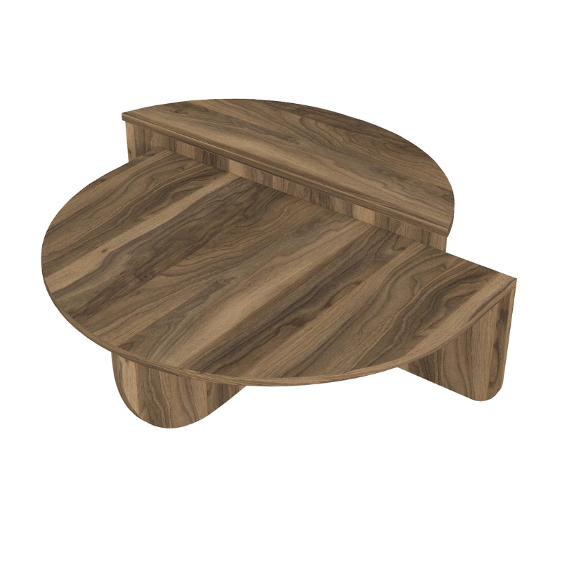 Τραπεζάκι σαλονιού Nilvia Megapap χρώμα καρυδί Ø85x35εκ. - Image 5