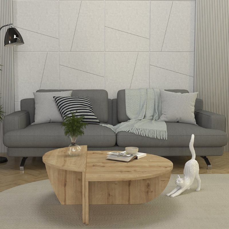 Τραπεζάκι σαλονιού Nilvia Megapap χρώμα sapphire oak Ø85x35εκ. - Image 2