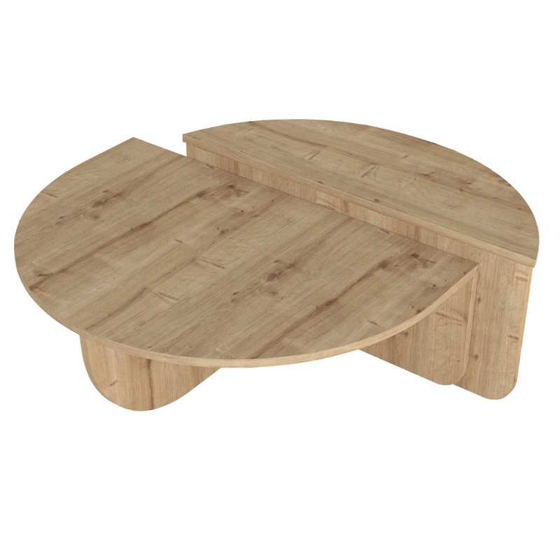 Τραπεζάκι σαλονιού Nilvia Megapap χρώμα sapphire oak Ø85x35εκ. - Image 4