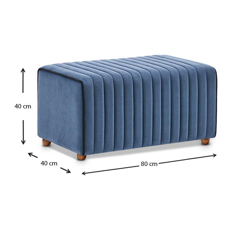 Σκαμπώ Mabel Megapap βελούδινο χρώμα μπλε 80x40x40εκ. - Image 3