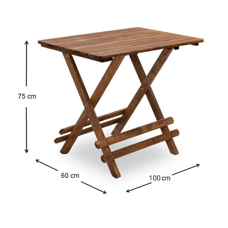 Τραπέζι πτυσσόμενο Queen Megapap από ξύλο οξιάς σε χρώμα καρυδί εμποτισμού 100x60x75εκ. - Image 5