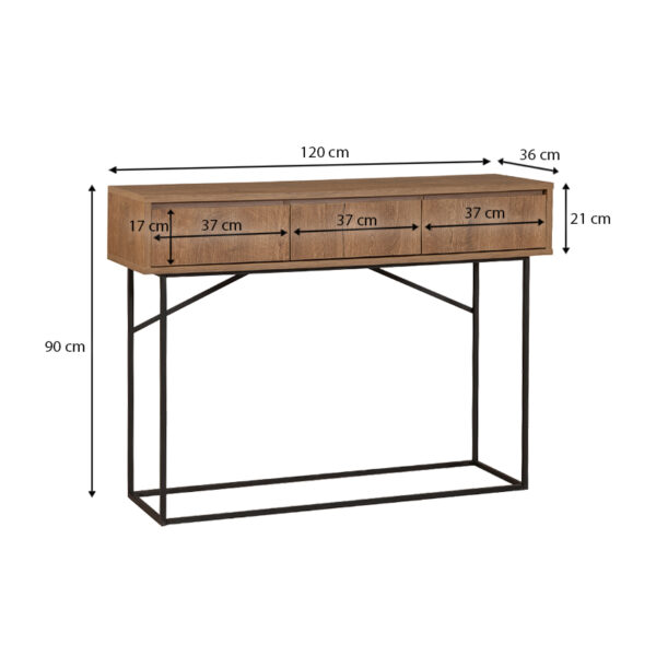Κονσόλα Amedeo Megapap χρώμα καρυδί 120x36x90εκ. - Image 4