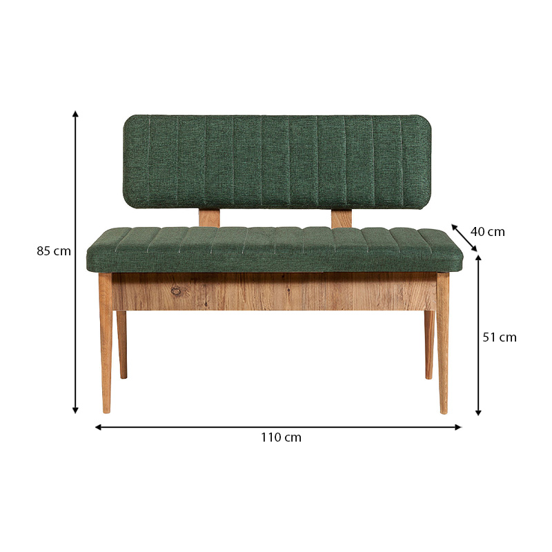 Καναπές διθέσιος - Παγκάκι Alden Megapap από μελαμίνη - ύφασμα χρώμα πράσινο 110x40x85εκ. - Image 5