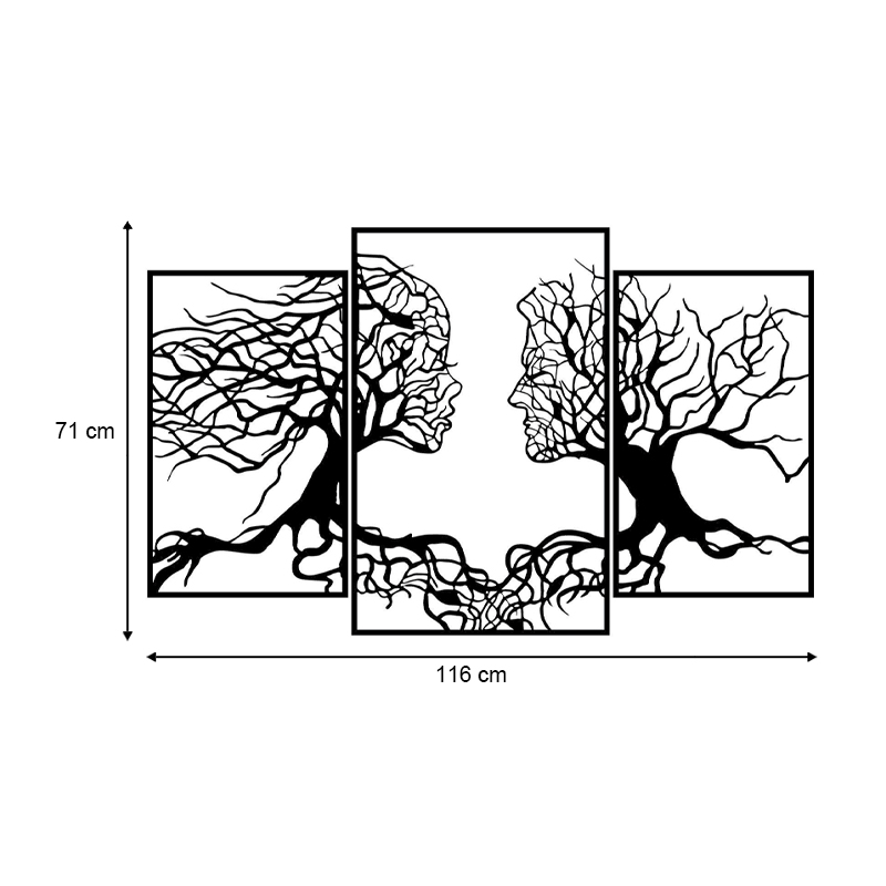 Διακοσμητικό τοίχου Tree Love Megapap μεταλλικό χρώμα μαύρο 116x71εκ. - Image 2