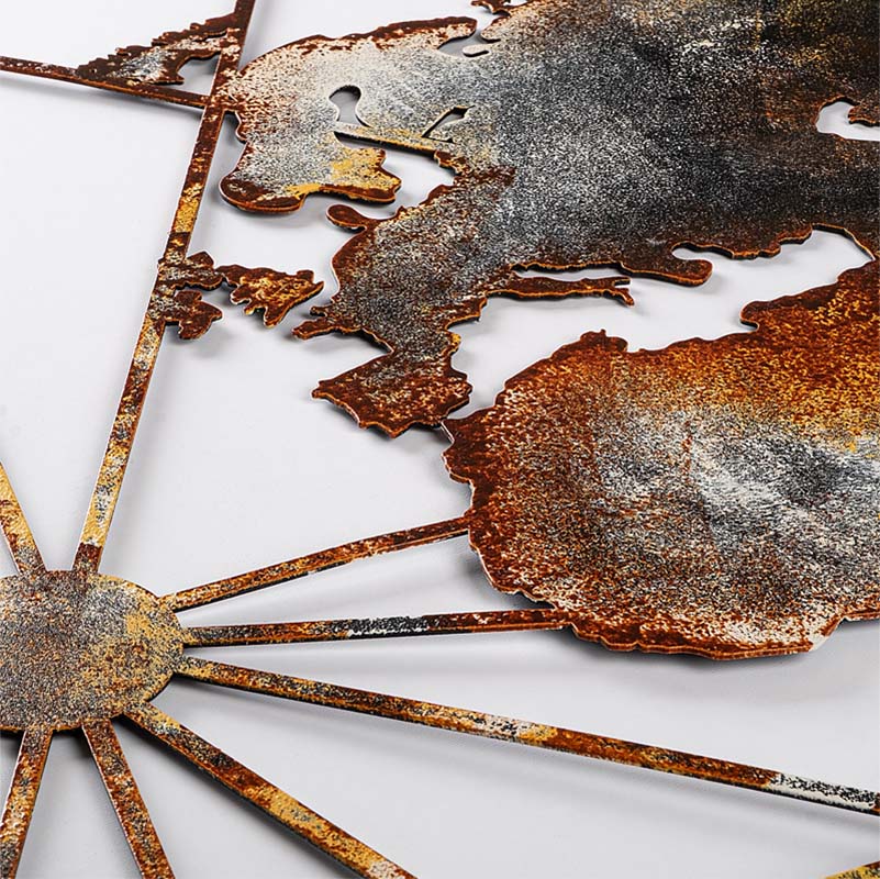 Διακοσμητικό τοίχου World Map Megapap μεταλλικό χρώμα μαύρο - bronze 120x60εκ. - Image 2