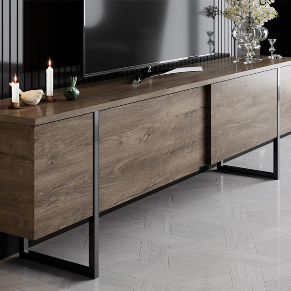 Έπιπλο τηλεόρασης Luxe Megapap χρώμα καρυδί 180x30x50εκ. - Image 2