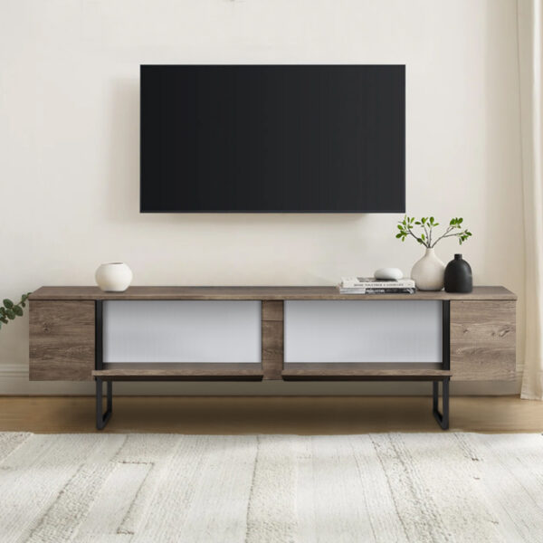 Έπιπλο τηλεόρασης Luxe Megapap χρώμα καρυδί 180x30x50εκ. - Image 3