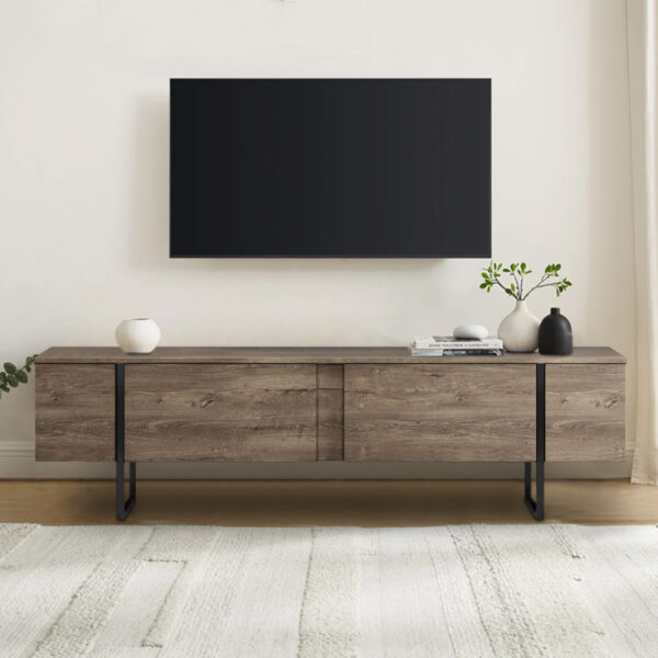 Έπιπλο τηλεόρασης Luxe Megapap χρώμα καρυδί 180x30x50εκ. - Image 4