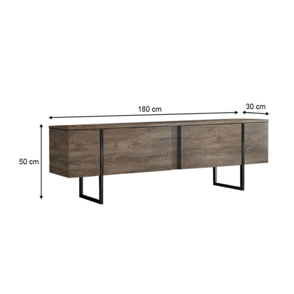 Έπιπλο τηλεόρασης Luxe Megapap χρώμα καρυδί 180x30x50εκ. - Image 5