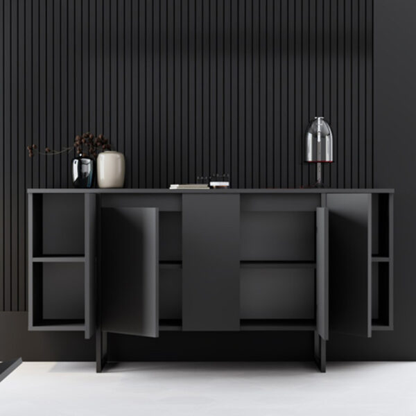Μπουφές Luxe Megapap χρώμα ανθρακί 160x35x80εκ. - Image 2