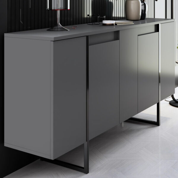 Μπουφές Luxe Megapap χρώμα ανθρακί 160x35x80εκ. - Image 3