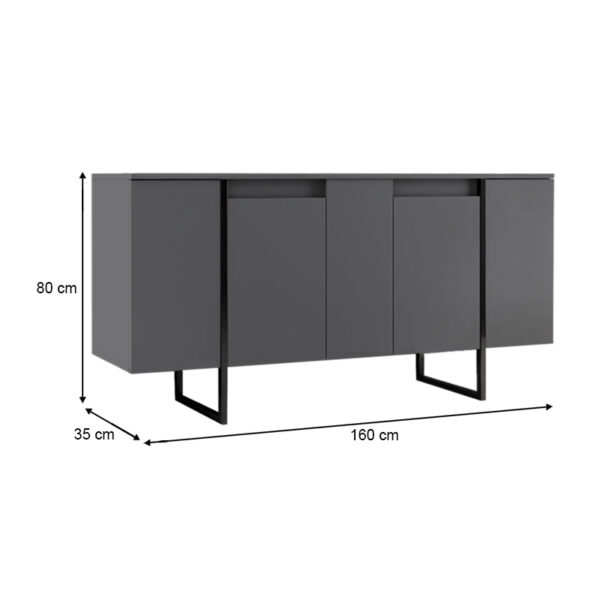 Μπουφές Luxe Megapap χρώμα ανθρακί 160x35x80εκ. - Image 4