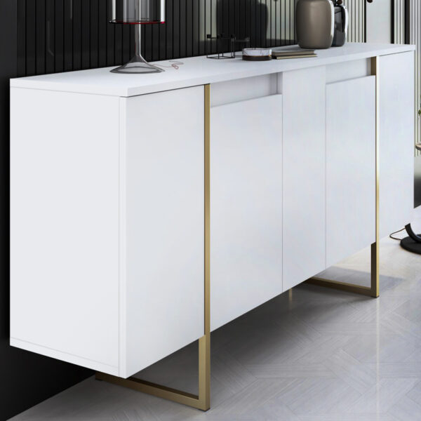 Μπουφές Luxe Megapap χρώμα λευκό - χρυσό 160x35x80εκ. - Image 3