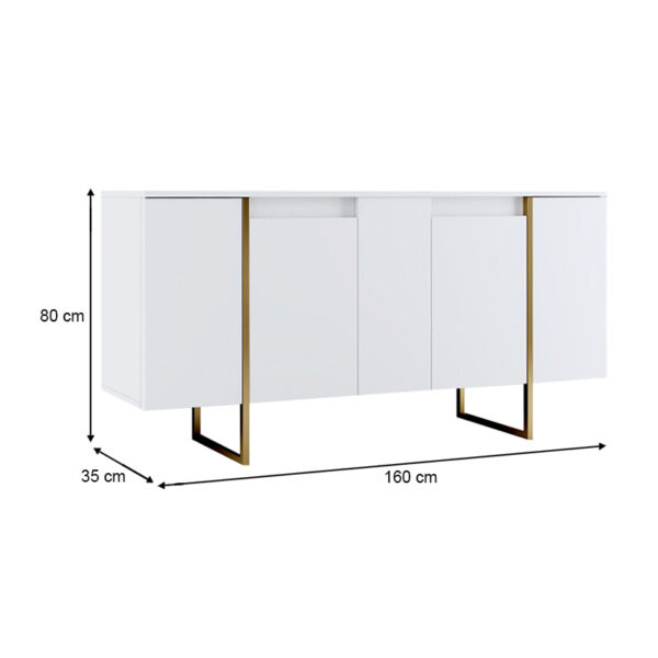 Μπουφές Luxe Megapap χρώμα λευκό - χρυσό 160x35x80εκ. - Image 4