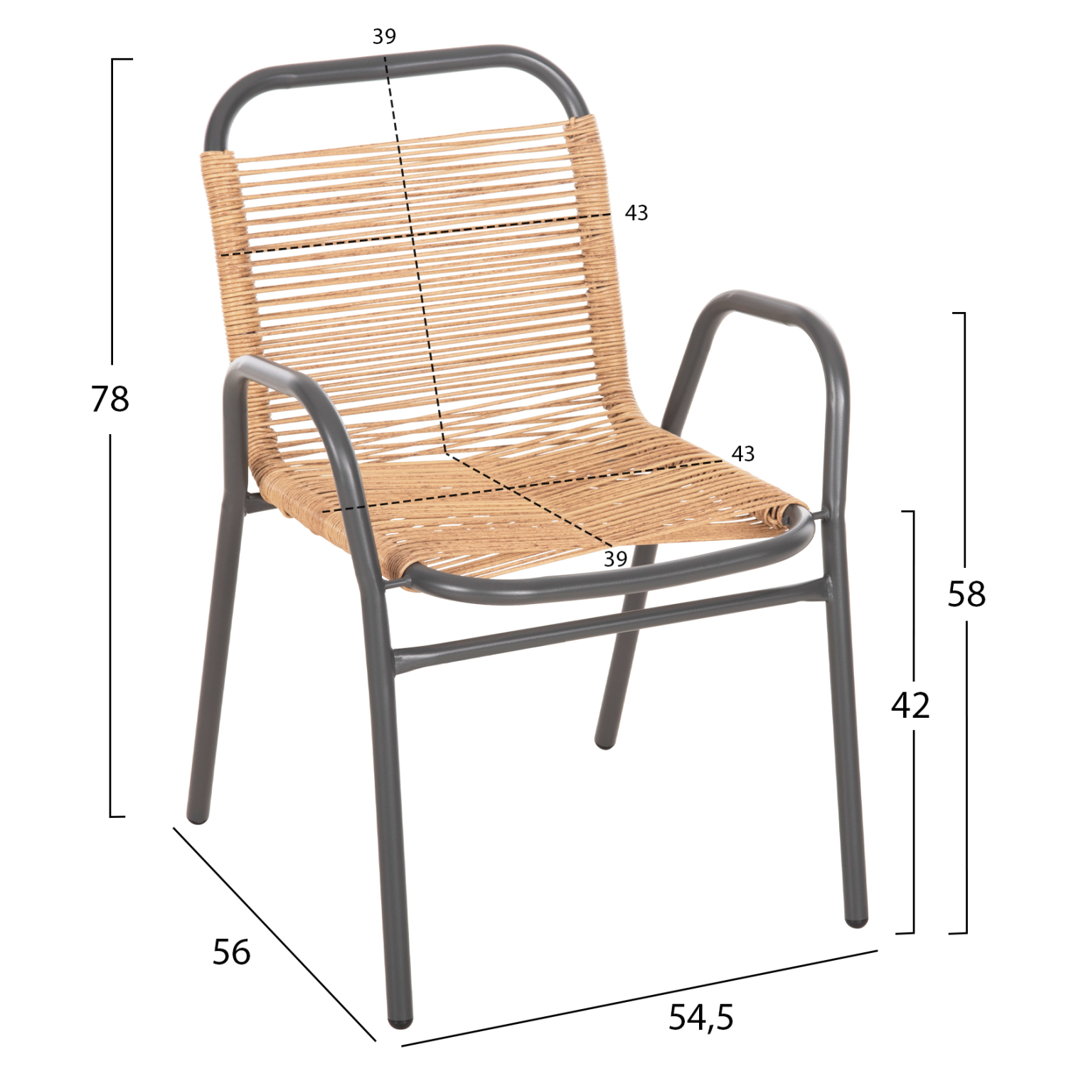 ΠΟΛΥΘΡΟΝΑ ΕΞ.ΧΩΡΟΥ AVRIL HM5968.02 ΜΕΤΑΛΛΟ ΓΚΡΙ- ΣΥΝΘ.RATTAN ΣΕ ΦΥΣΙΚΟ 54,5x56x78Υ εκ. - Image 2