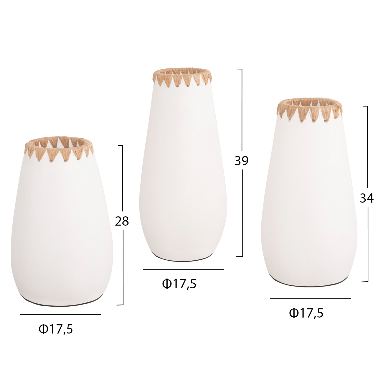 ΣΕΤ 3ΤΜΧ ΔΙΑΚΟΣΜΗΤΙΚΑ ΒΑΖΑ HM4373 ΤΕΡΑΚΟΤΑ ΣΕ ΛΕΥΚΟ ΜΕ ΠΛΕΞΗ ΨΑΘΑΣ ΣΤΟ ΣΤΟΜΙΟ - Image 2