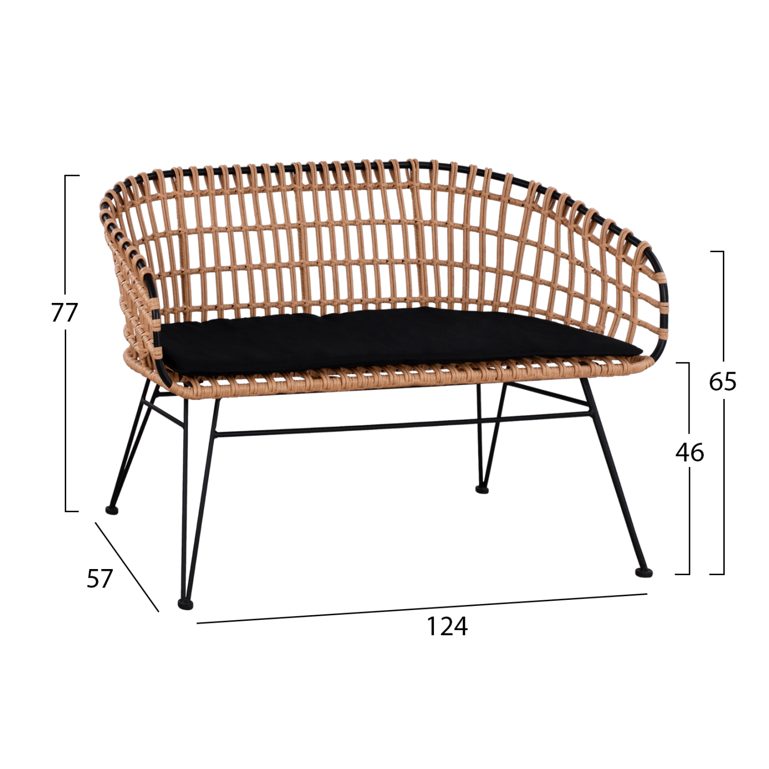 ΣΕΤ ΕΞΩΤ.ΧΩΡΟΥ 4ΤΜΧ ALLEGRA HM21051 ΣΥΝΘ.RATTAN ΜΠΕΖ-ΜΑΥΡΟ ΜΕΤΑΛΛΟ - Image 3