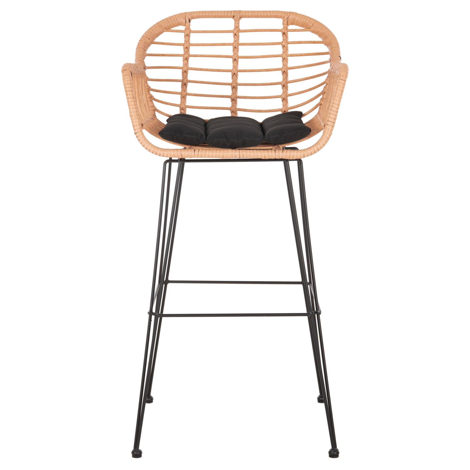 ΣΚΑΜΠΟ ΜΠΑΡ ΨΗΛΟ ALLEGRA HM5640.11 ΜΠΕΖ P.E. RATTAN-ΜΑΥΡΟ ΜΕΤΑΛΛΟ 54x55x108Υεκ. - Image 3