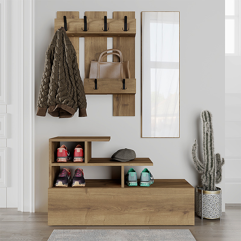 Έπιπλο εισόδου Vesty Megapap χρώμα ανοιχτό καρυδί 100x30x61εκ. - Image 2