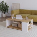 Τραπεζάκι σαλονιού Berg Megapap χρώμα sapphire oak - λευκό 110x60x40εκ.