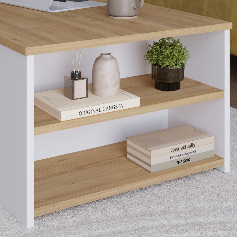 Τραπεζάκι σαλονιού Berg Megapap χρώμα sapphire oak - λευκό 110x60x40εκ. - Image 2