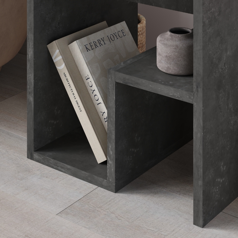 Τραπεζάκι βοηθητικό - Κομοδίνο Bon Megapap χρώμα γκρι ρετρό 40x35x40εκ. - Image 3